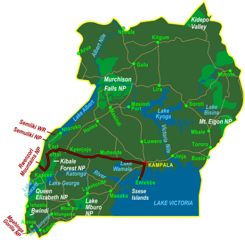 Map Hiking the Rwenzori (10 days)